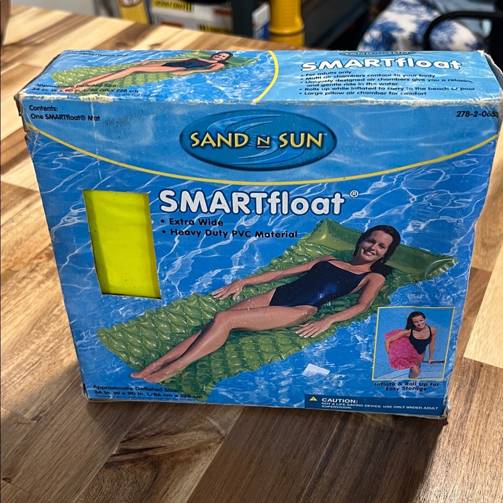Vintage SAND N SUN Smart Float yellow Heavy Duty PVC 90x34 inches Large New